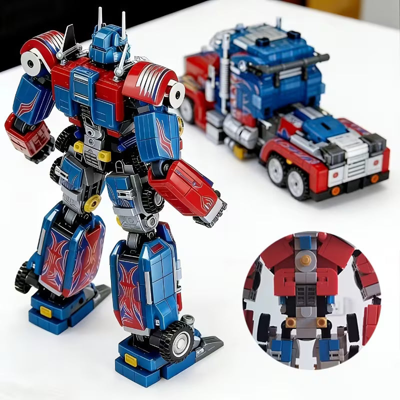 Statue Robot Autobot Optimus Prime 2-in-1 Combination Set Model, Birthday/Christmas/Halloween Gift, Safe and Material, Home Decor Ornament, Holiday Gift, Birthday Gift, Fun Assembly, Interactive Game, Safe Materials, No Lights or Power