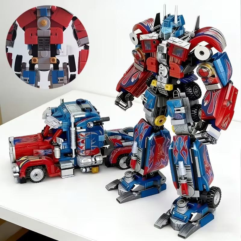 Statue Robot Autobot Optimus Prime 2-in-1 Combination Set Model, Birthday/Christmas/Halloween Gift, Safe and Material, Home Decor Ornament, Holiday Gift, Birthday Gift, Fun Assembly, Interactive Game, Safe Materials, No Lights or Power