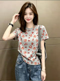 Niche Mori Style Strawberry Straight Shoulder Short-Sleeved T-Shirt