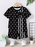 Two-Piece Set for Baby Boys Featuring a Stylish Black And White