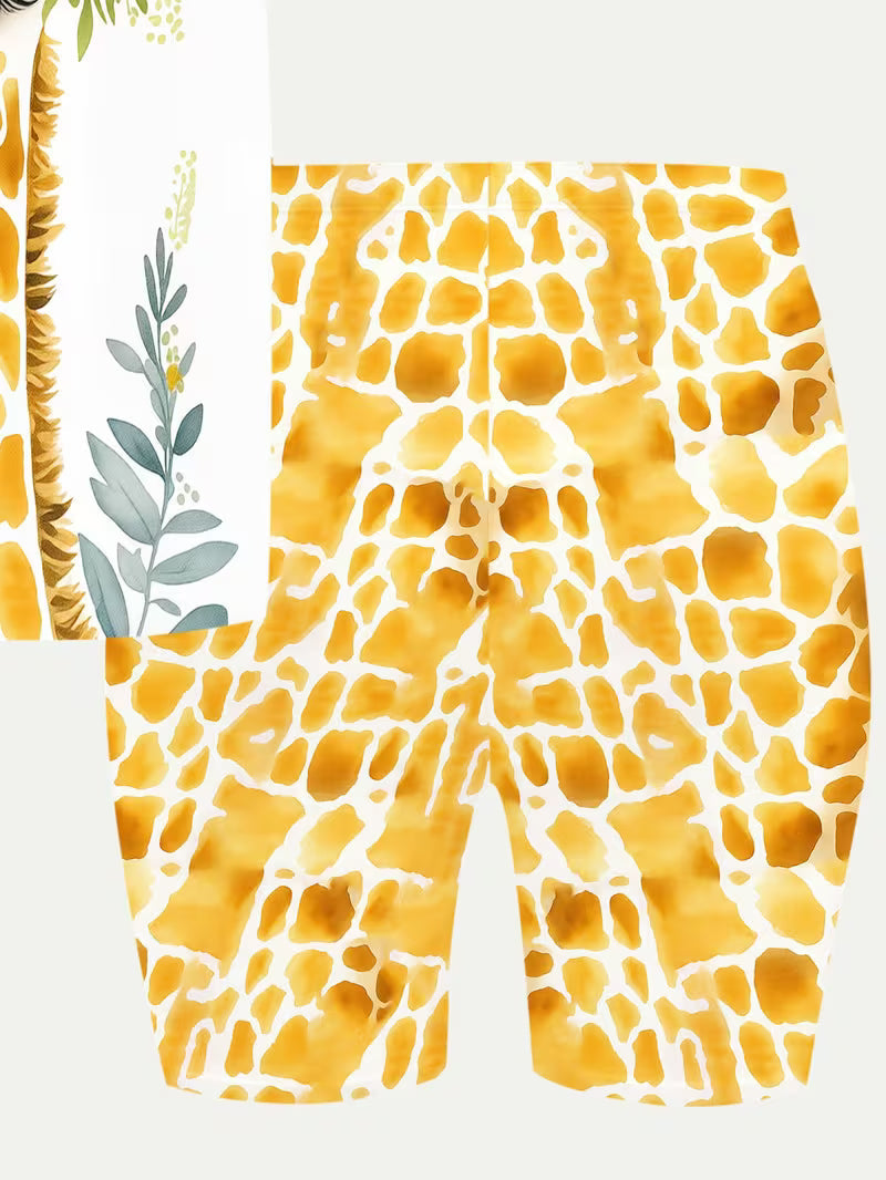 Girls' T-shirt and Shorts Set Features a Cartoon-patterned Short-sleeve Top