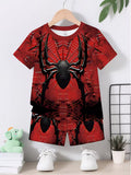 Featuring a Stylish And Casual Spider-Themed Print T-Shirt