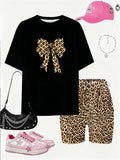 Girls' T-shirt and shorts set, featuring a cartoon short-sleeve and printed design