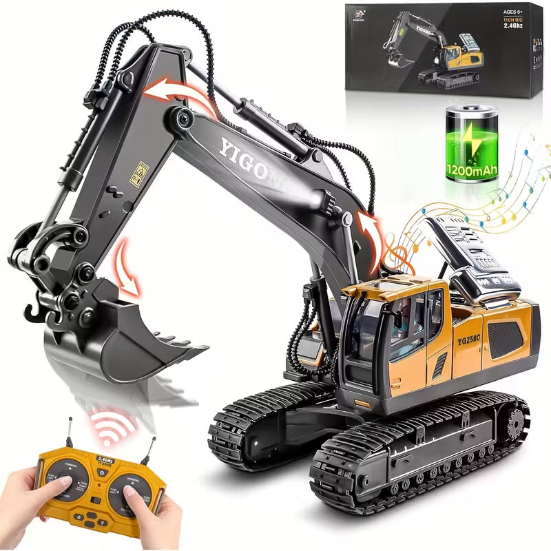Mini Excavator Toy with And App Control, Fun Men's Toy, High-tech 11-Channel Alloy, Plastic Engineer Truck, Perfect Gift