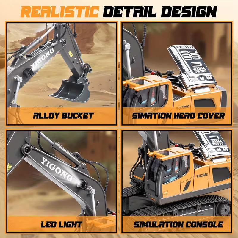 Mini Excavator Toy with And App Control, Fun Men's Toy, High-tech 11-Channel Alloy, Plastic Engineer Truck, Perfect Gift