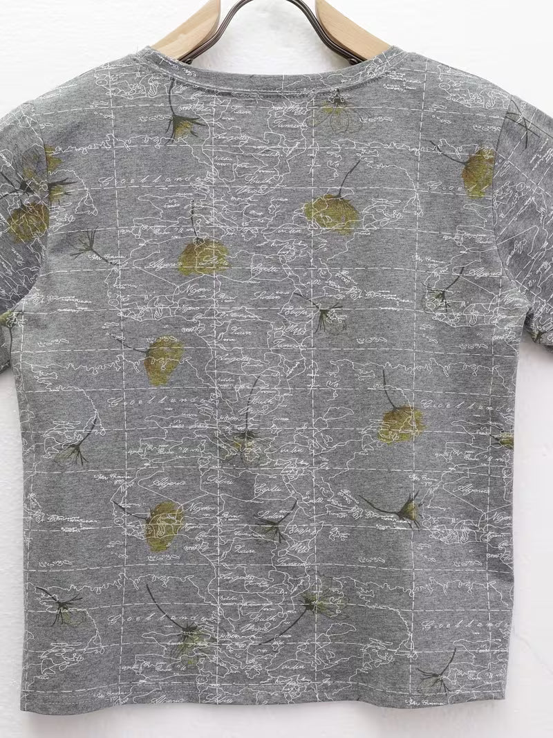 New Arrival Women's Vintage Print Short Sleeve T-Shirt, Artistic Style