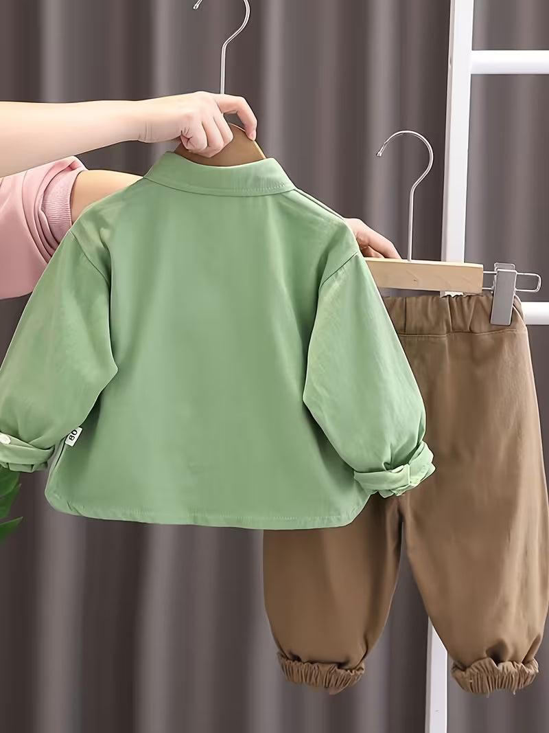 Stylish Boys' Shirt Two-Piece Casual Clothing for Kids