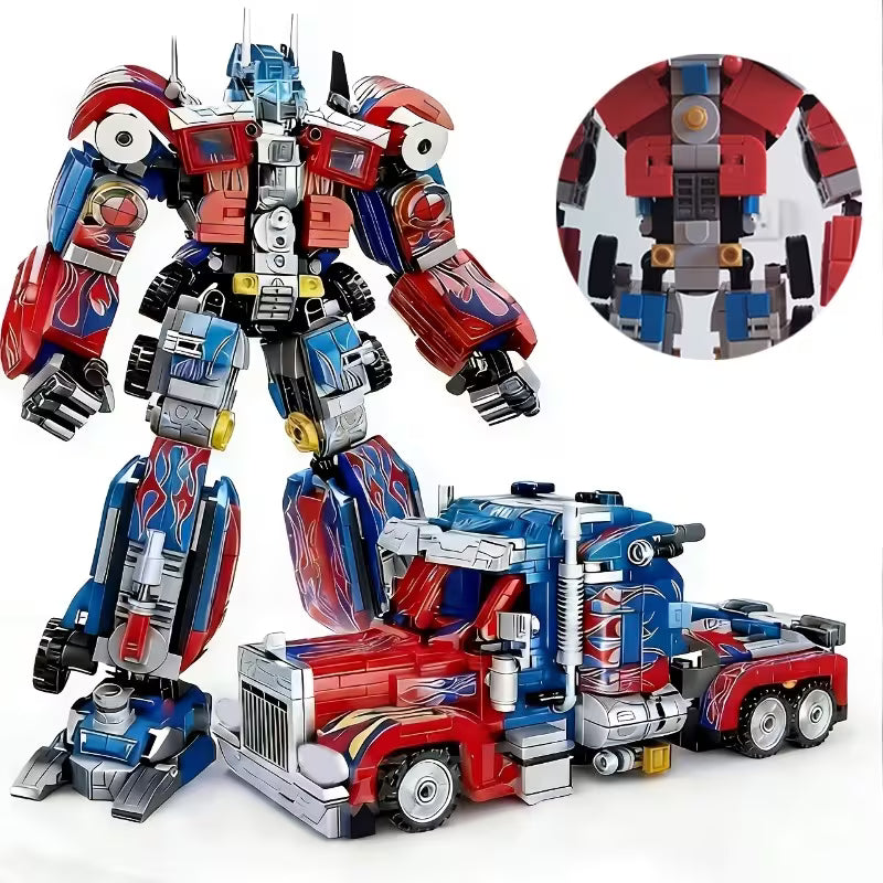 Statue Robot Autobot Optimus Prime 2-in-1 Combination Set Model, Birthday/Christmas/Halloween Gift, Safe and Material, Home Decor Ornament, Holiday Gift, Birthday Gift, Fun Assembly, Interactive Game, Safe Materials, No Lights or Power