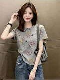 Korean-style Minimalist Printed Short-Sleeve T-Shirt