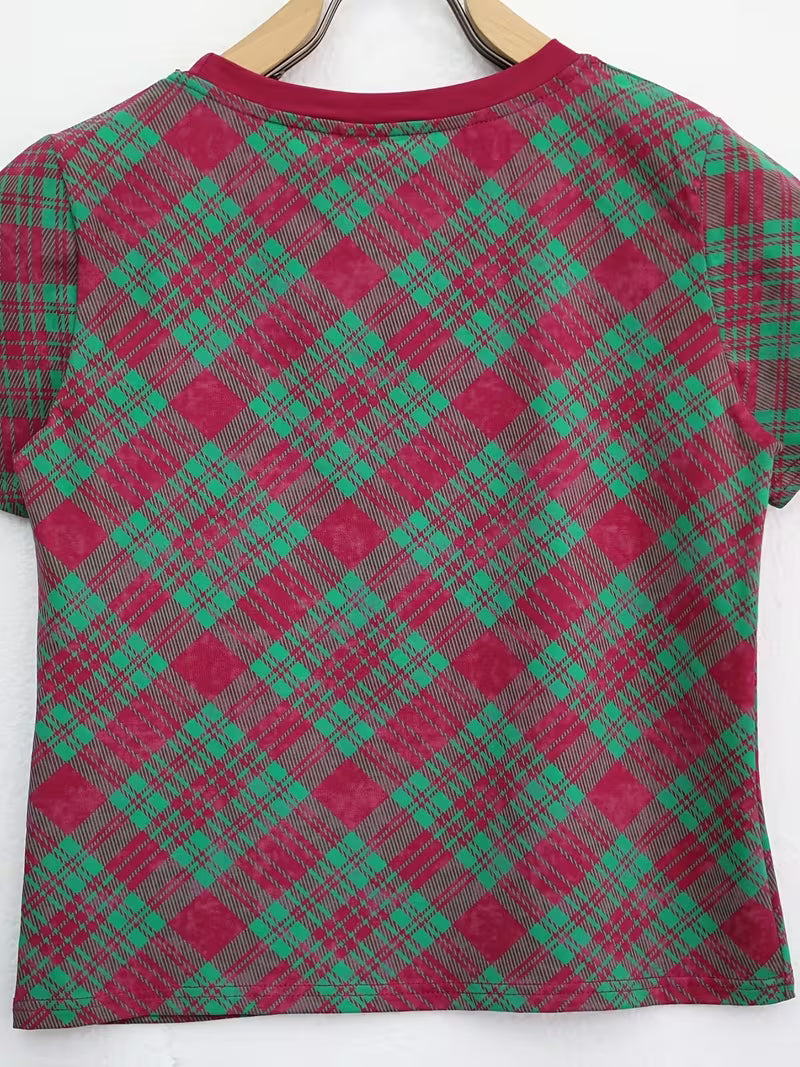 British Style Plaid T-Shirt for Women