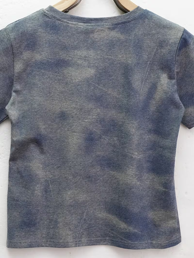 Vintage Tie-Dye Short-Sleeve T-Shirt for Women