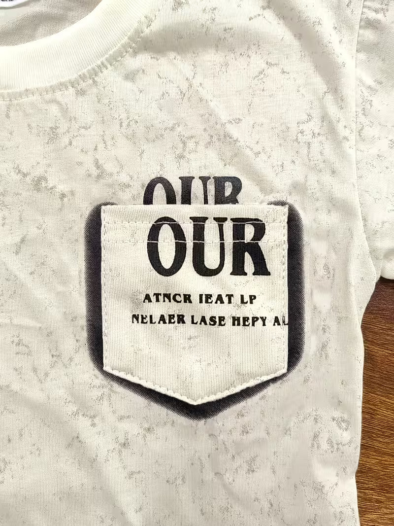Short-Sleeve Tops And Denim Shorts Set for Boys And Girls