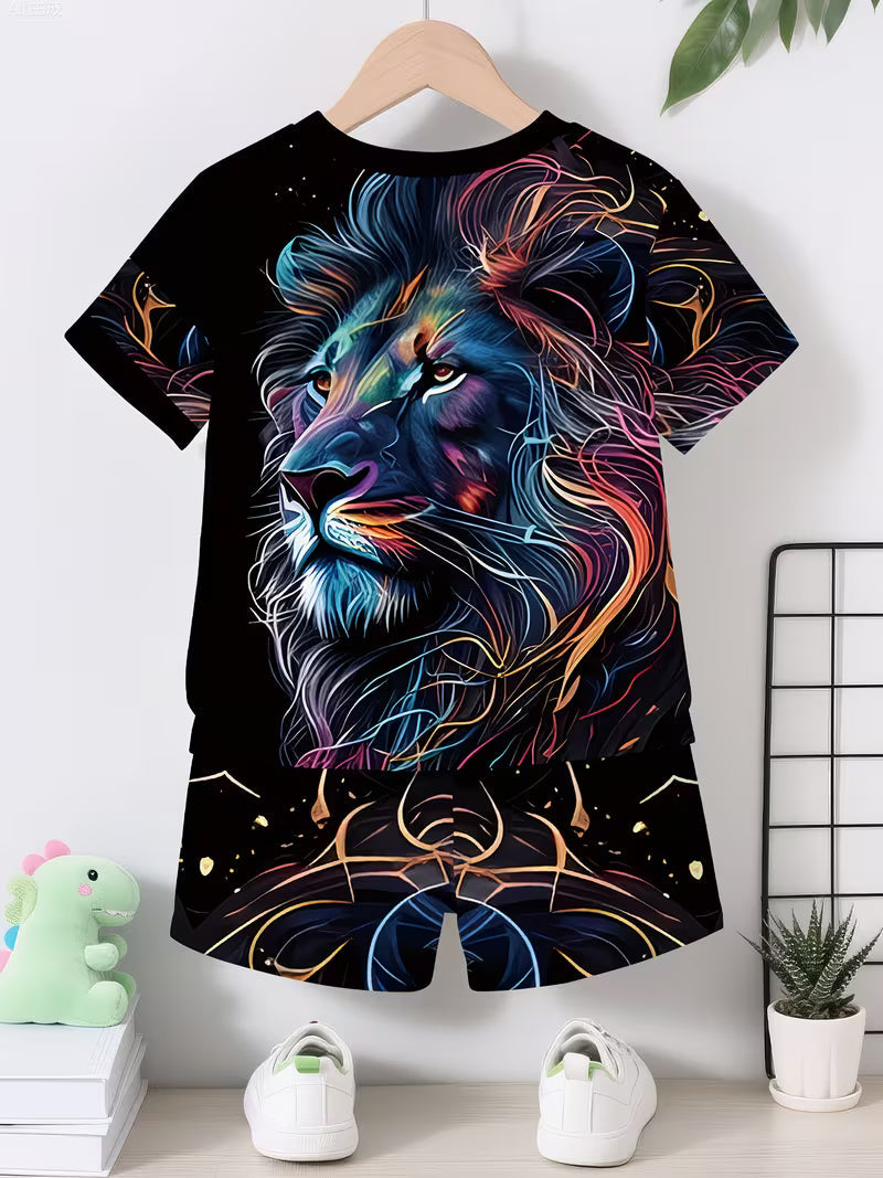 Stylish colorful tiger print design short-sleeved pullover