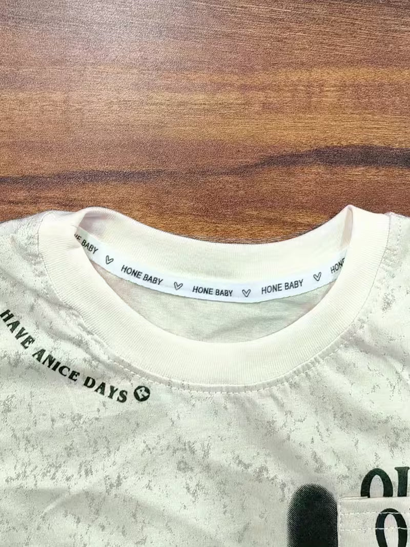 Short-Sleeve Tops And Denim Shorts Set for Boys And Girls