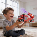A Multifunctional Red Alloy Fire Truck Toy (Can Spray Water And Mist), with Sound And Light, Scene Simulation, Suitable for Ages 6 And Up, Perfect Holiday And Birthday Gift