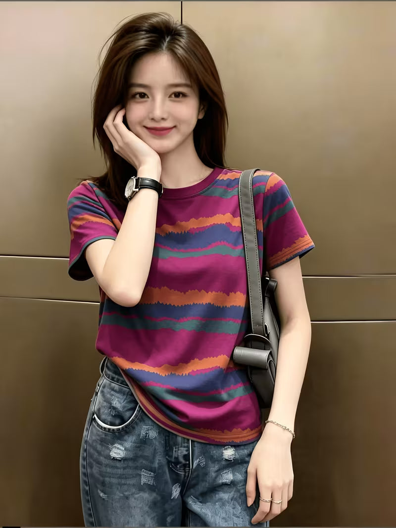 Elegant Short-Sleeved Women's Versatile Top