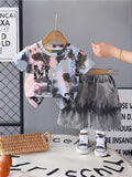 2pcs T-Shirt Set! Lightweight Letter Print T-Shirt Paired with Versatile Denim Shorts