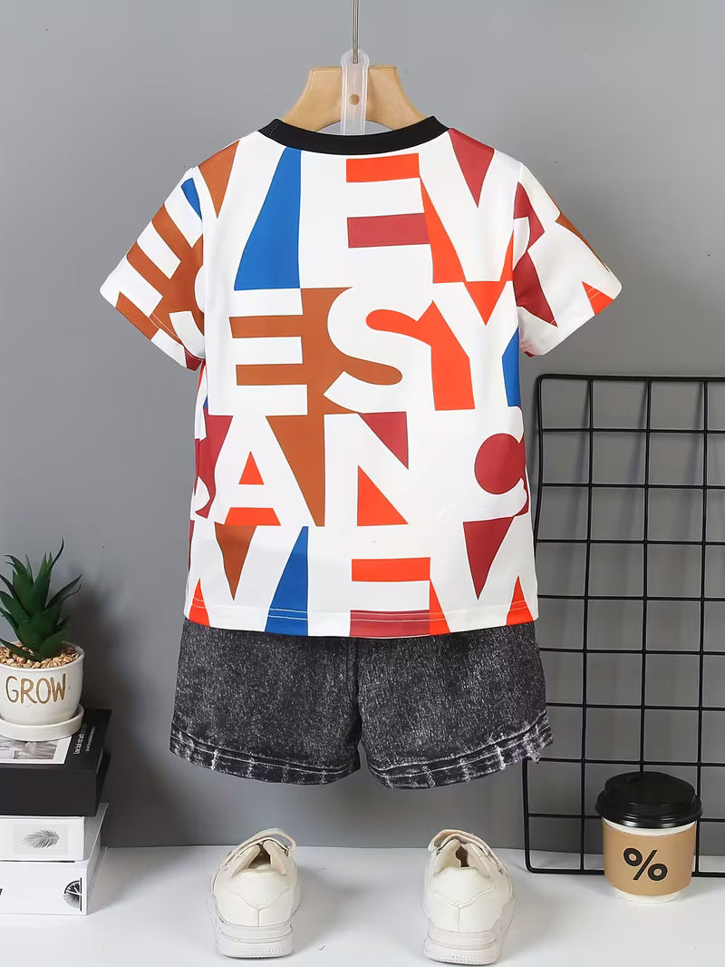 Boys' 2pcs Set: Fashionable, Comfortable, and Versatile Casual Outfit Red