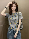 Retro Gentle Style Shoulder Short-Sleeved T-Shirt
