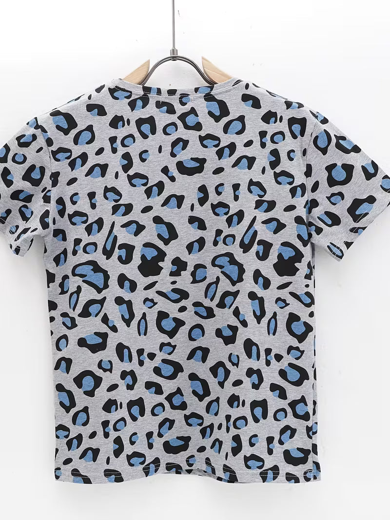 Women's Leopard Print Short Sleeve T-Shirt for Daily Commuting