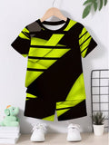 Featuring a Creative 3D Print Design with a Black Base And Fluorescent Yellow-Green Blocks