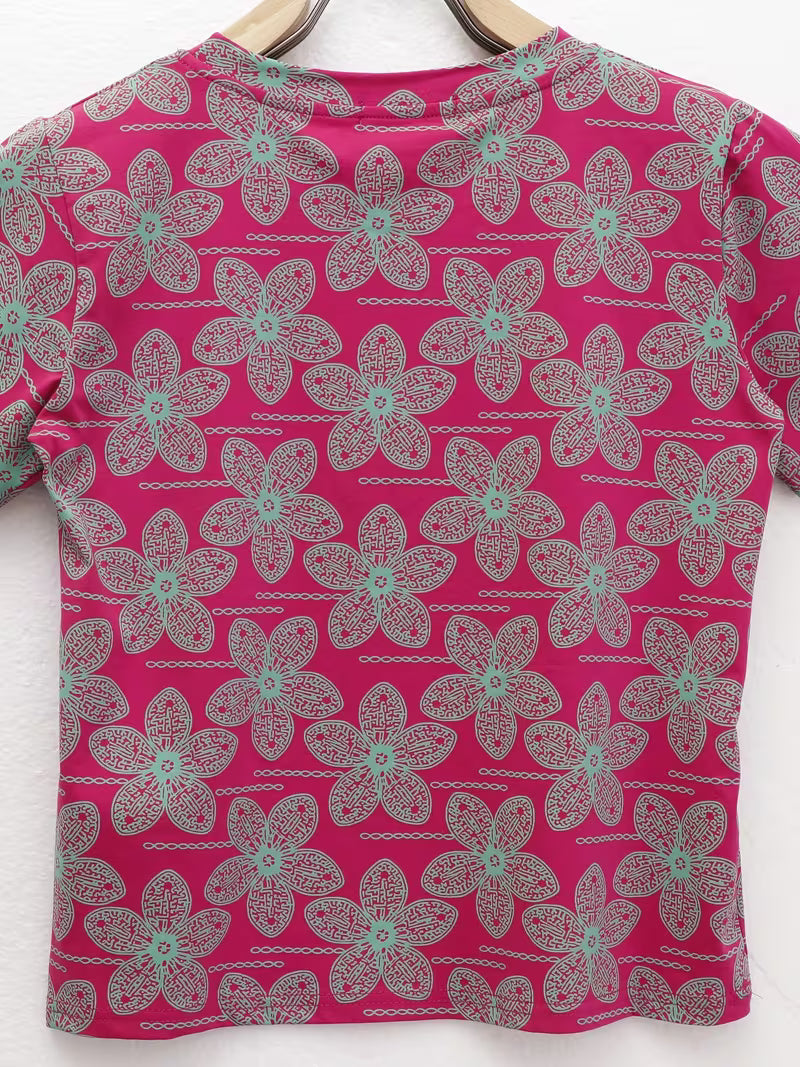 Retro Full Print Floral Crew Neck Short-Sleeved T-Shirt