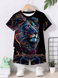 Stylish colorful tiger print design short-sleeved pullover