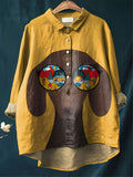 Vintage Got Art Print Casual Shirt with Pocket