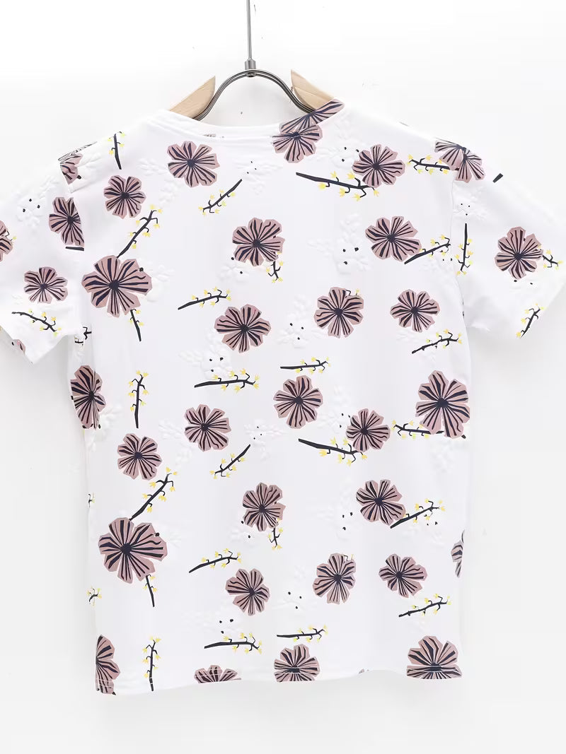 New Arrival Fashion Print Short Sleeve T-Shirt, Niche Design, Loose Fit