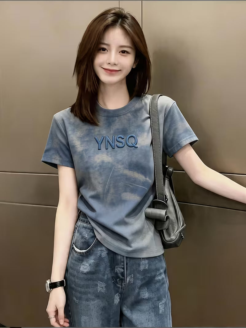 Vintage Tie-Dye Short-Sleeve T-Shirt for Women