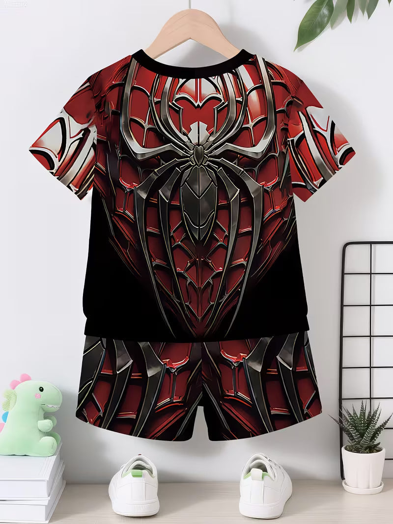 Casual Sporty Trendy Armor Cool Macha Style Printed Round-neck T-shirt