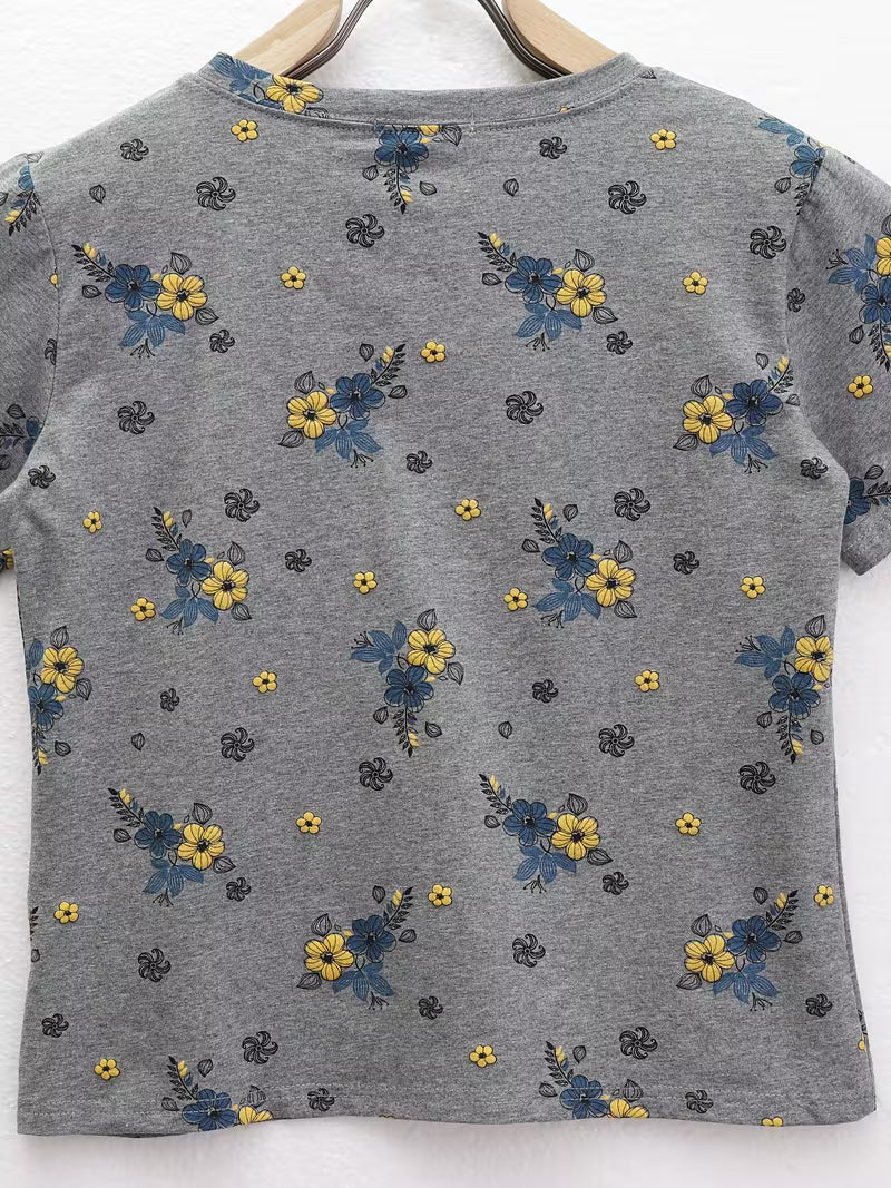 Retro Gentle Style Shoulder Short-Sleeved T-Shirt