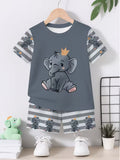 Creative Gray Cartoon Elephant 3D Print Design