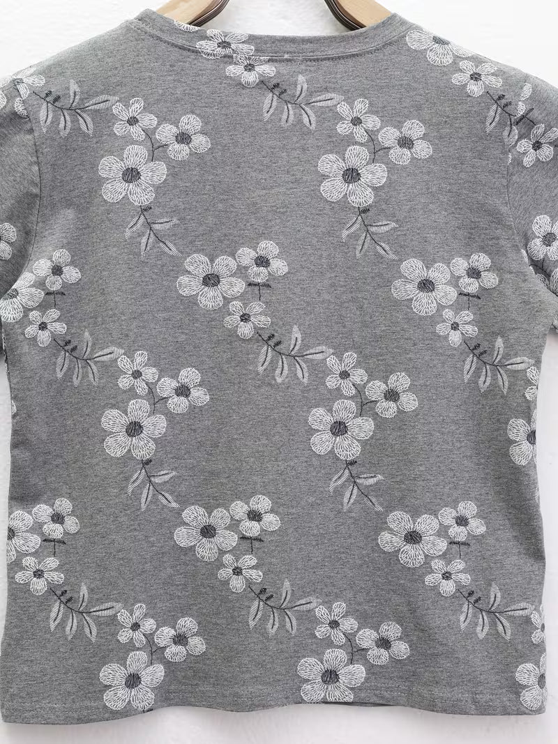 New Arrival Women's Vintage Print Short Sleeve T-Shirt