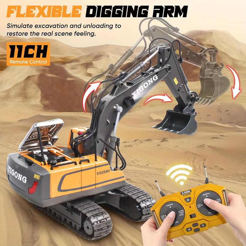 Mini Excavator Toy with And App Control, Fun Men's Toy, High-tech 11-Channel Alloy, Plastic Engineer Truck, Perfect Gift