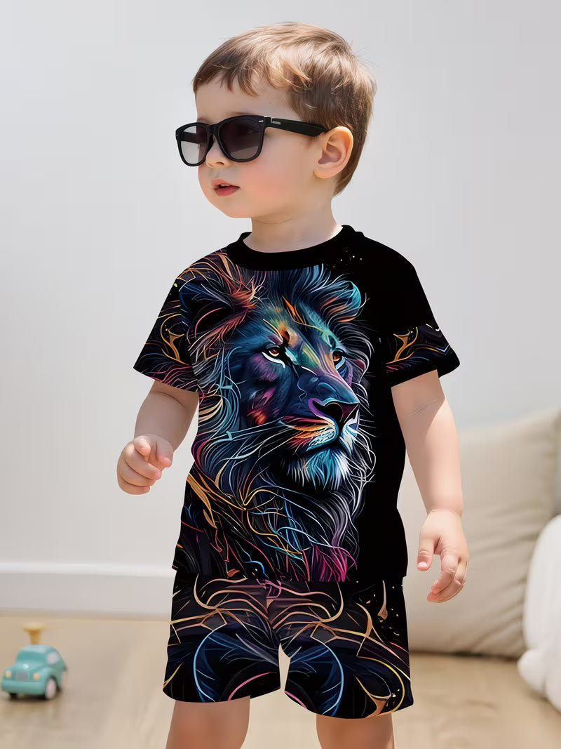 Stylish colorful tiger print design short-sleeved pullover