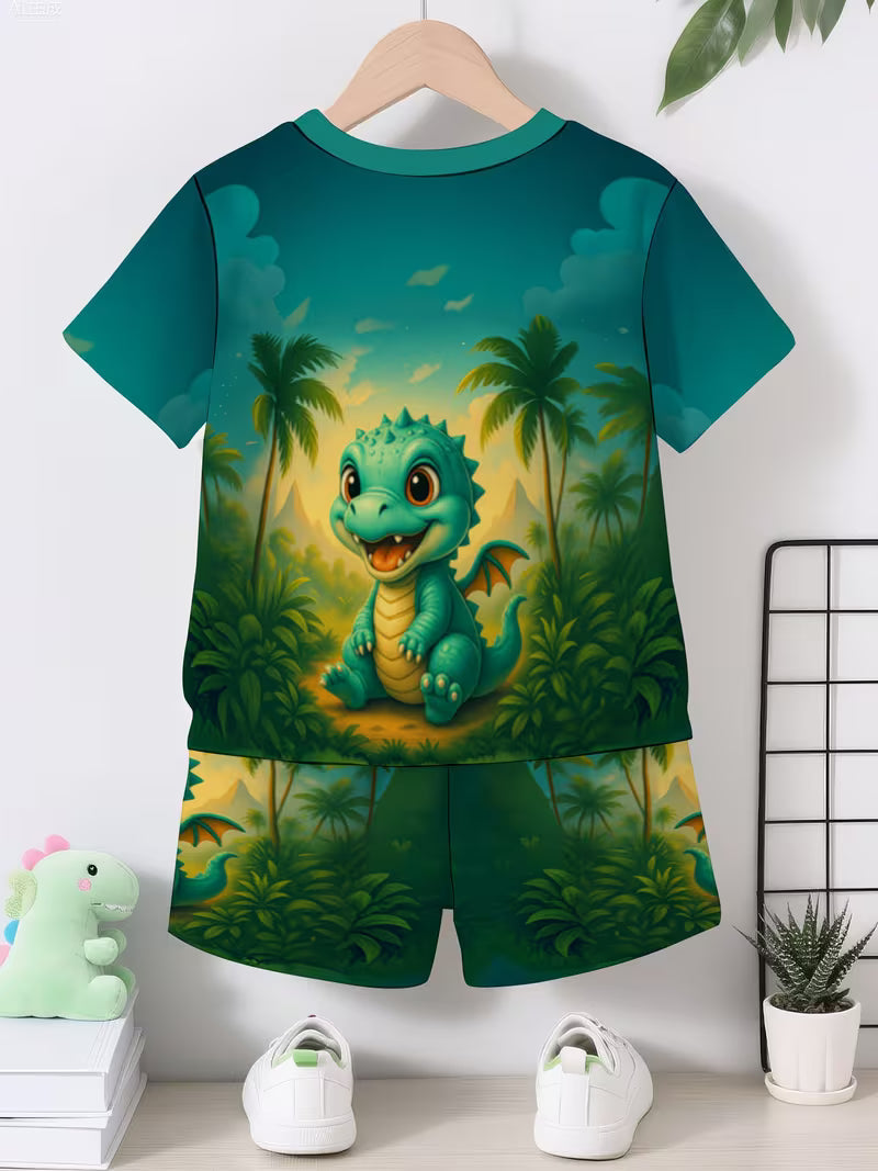 Cute Dinosaur Baby 3D Printed Design, Short Sleeve