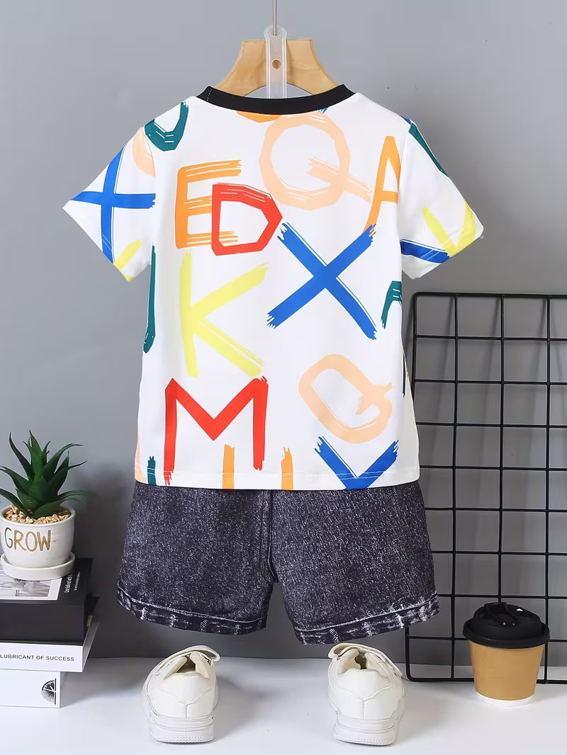 Boys' 2pcs Set: Fashionable, Comfortable, and Versatile Casual Outfit