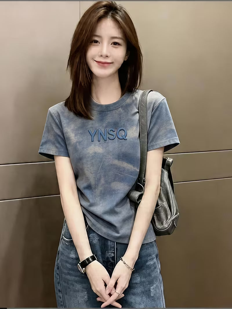 Vintage Tie-Dye Short-Sleeve T-Shirt for Women