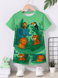 Cute Jungle Animal Play 3D Printed Design, Short Sleeve