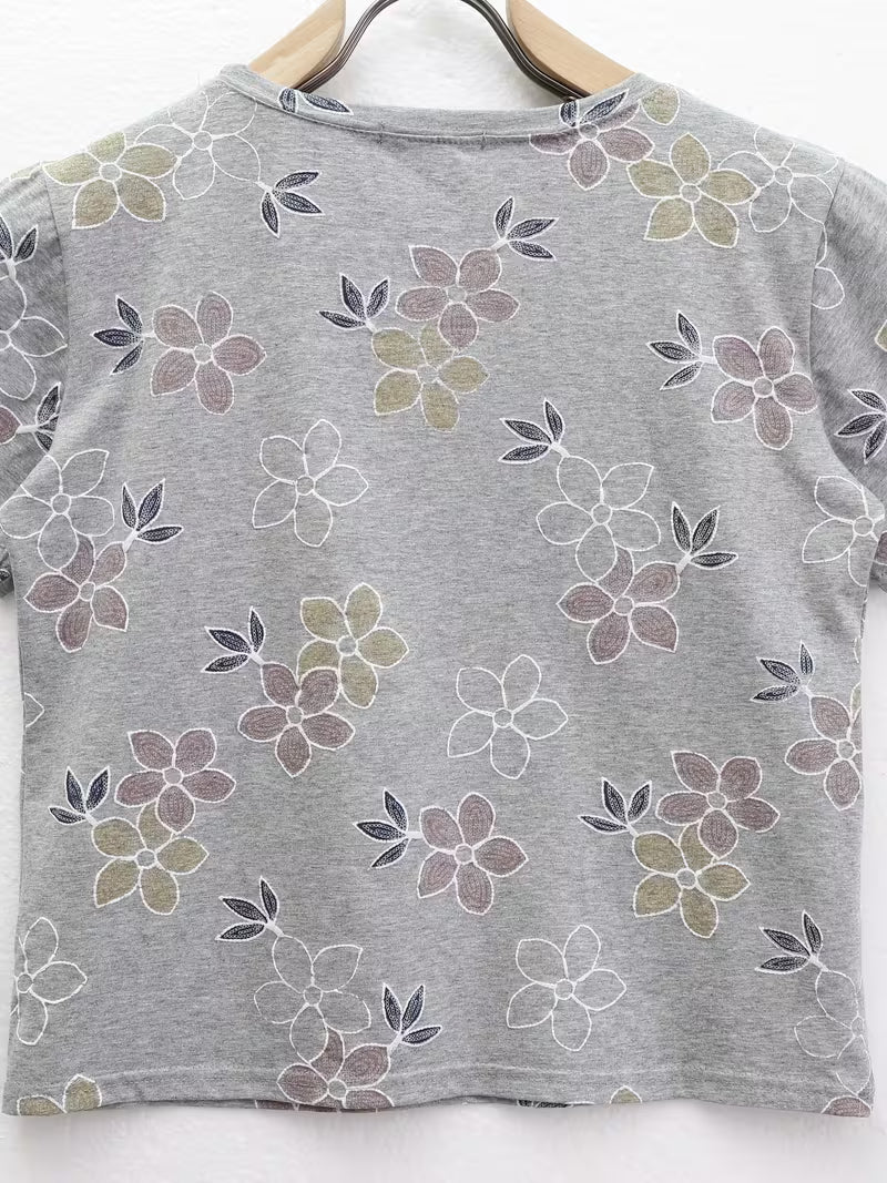 Korean-style Minimalist Printed Short-Sleeve T-Shirt