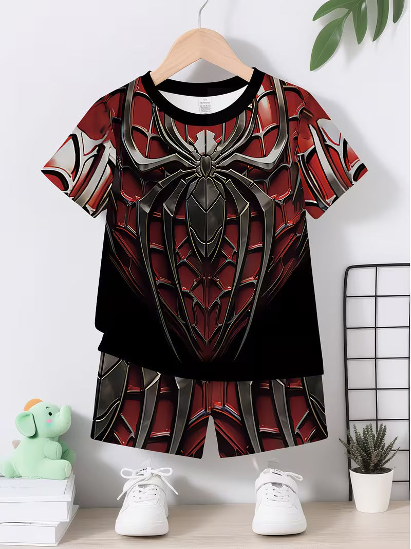 Casual Sporty Trendy Armor Cool Macha Style Printed Round-neck T-shirt