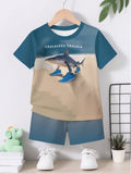 Cool Shark Print Shoes for Boys, Featuring a 3D Design, Along with a Short-Sleeve Pullover