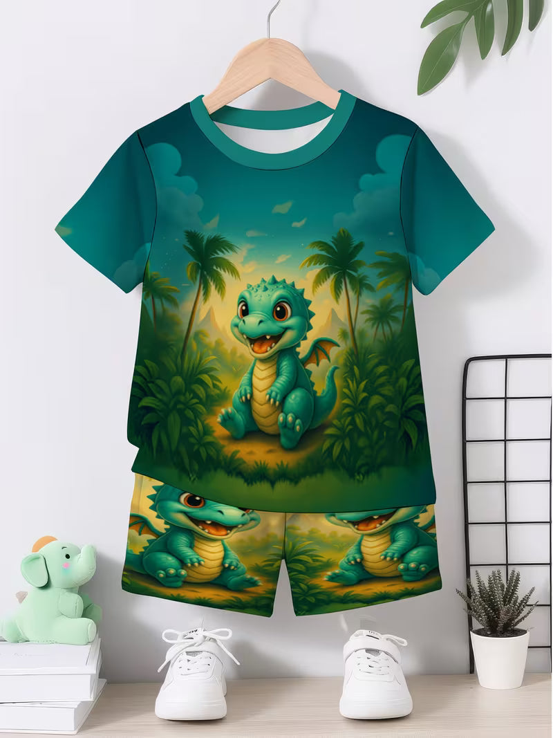 Cute Dinosaur Baby 3D Printed Design, Short Sleeve